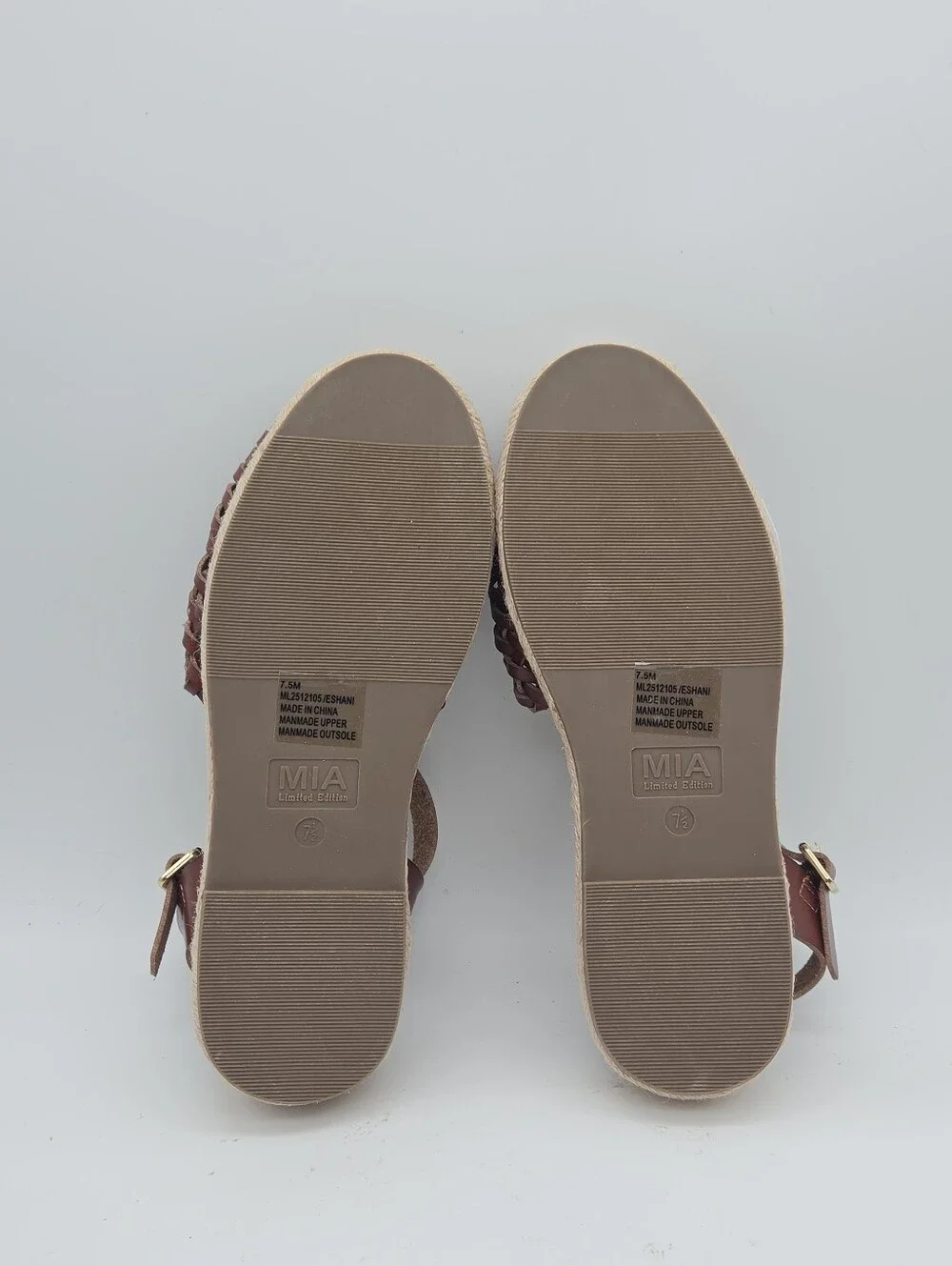 NEW MIA Eshani Cognac Leather Mule Espadrille Sandals Huarache Size 7.5 - Picture 7 of 9